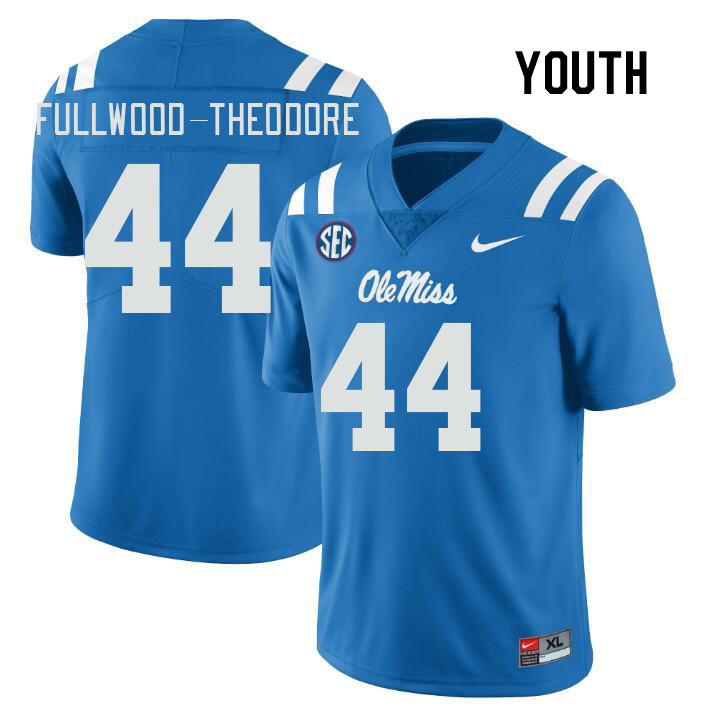 Youth #44 Nyseer Fullwood-Theodore Ole Miss Rebels College Football Jerseys Stitched Sale-Power Blue